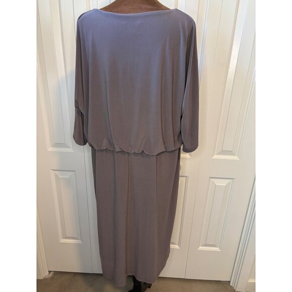 Adrianna Papell Womens Draped Cowl Neck Dress 14W Taupe Jersey - Picture 4 of 8
